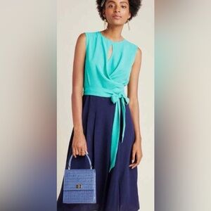 Anthropologie MareMare Pietra Green/Navy Midi Dress
